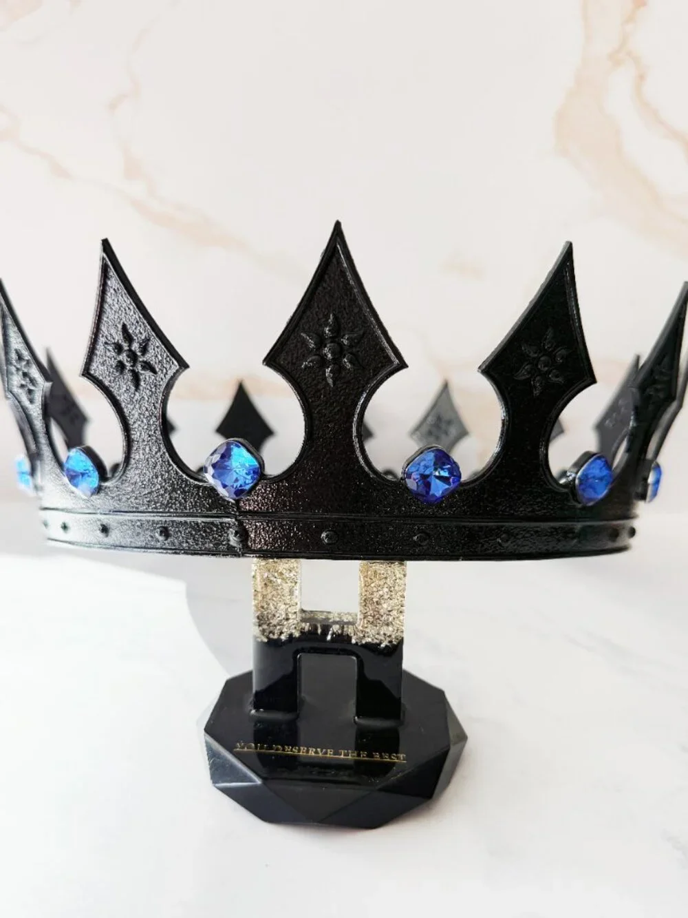 Black King Crown, Blue Jewels Crown, Mens Gothic Medieval, Royal Costume Crown